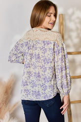 Hailey & Co Full Size Lace Detail Printed Blouse - Elegant & Versatile Women's Top